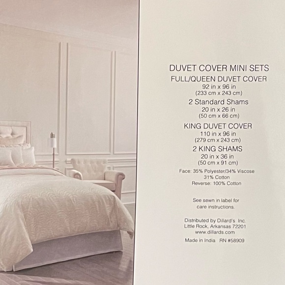 NWT $329 Luxury Hotel PALMER Queen Duvet Cover Mini Set Egyptian Cotton - Picture 9 of 9